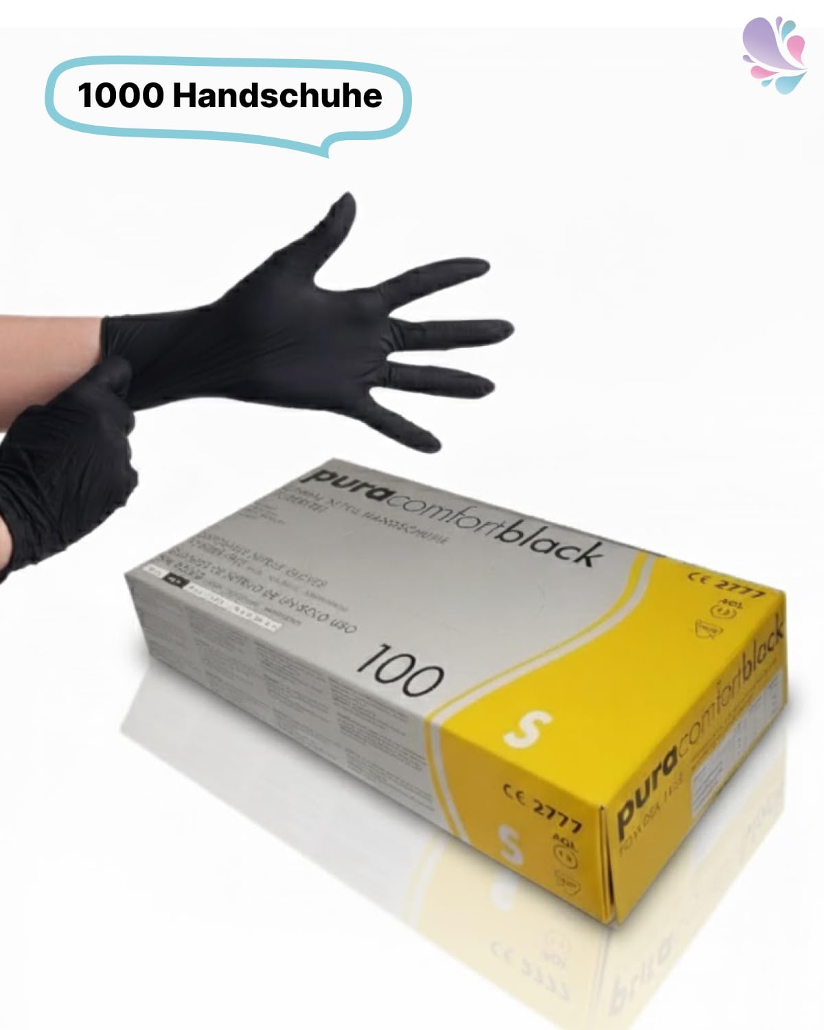 Nitrilhandschuhe Schwarz Größe S 1000 Stück | Schwarze Nitrilhandschuhe, puderfrei, lebensmittelecht, reißfest & ölbeständig, 1000 Stk