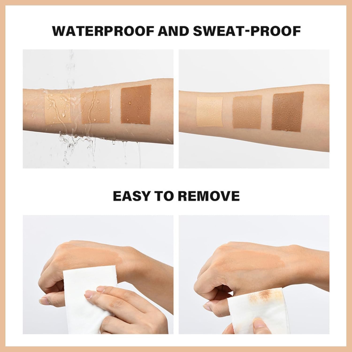Correttore corpo perfetto, resistente all'acqua e al sudore, offre una copertura completa per gambe e tatuaggi, lunga durata, finish naturale.
