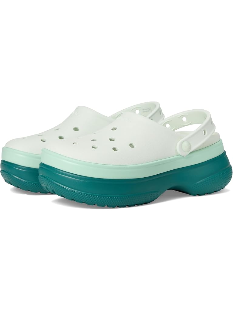White Crocs Classic Stacked Clogs Platform Platform