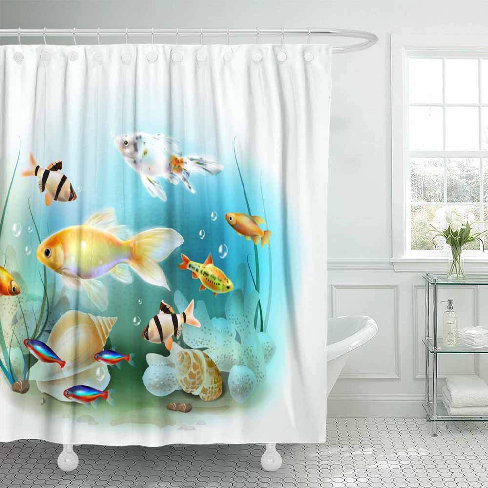 Teepel Country Shower Curtain Fabric Shower Curtain Outhouse Shower Curtain of The Tropical Underwater World Aquarium Fish 78X72Inch Cool Shower Curtain for Bathroom Decor with Hooks