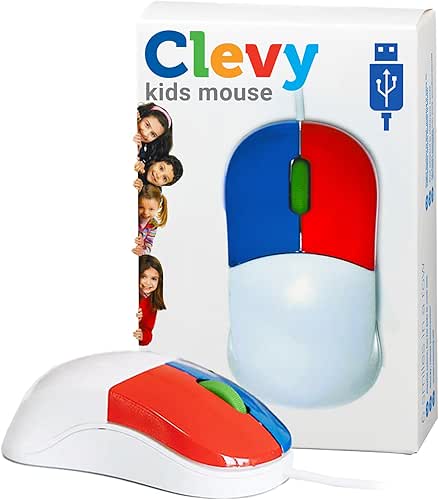 Clevy Kids Mouse - Colorful Ergonomic USB Computer and Laptop