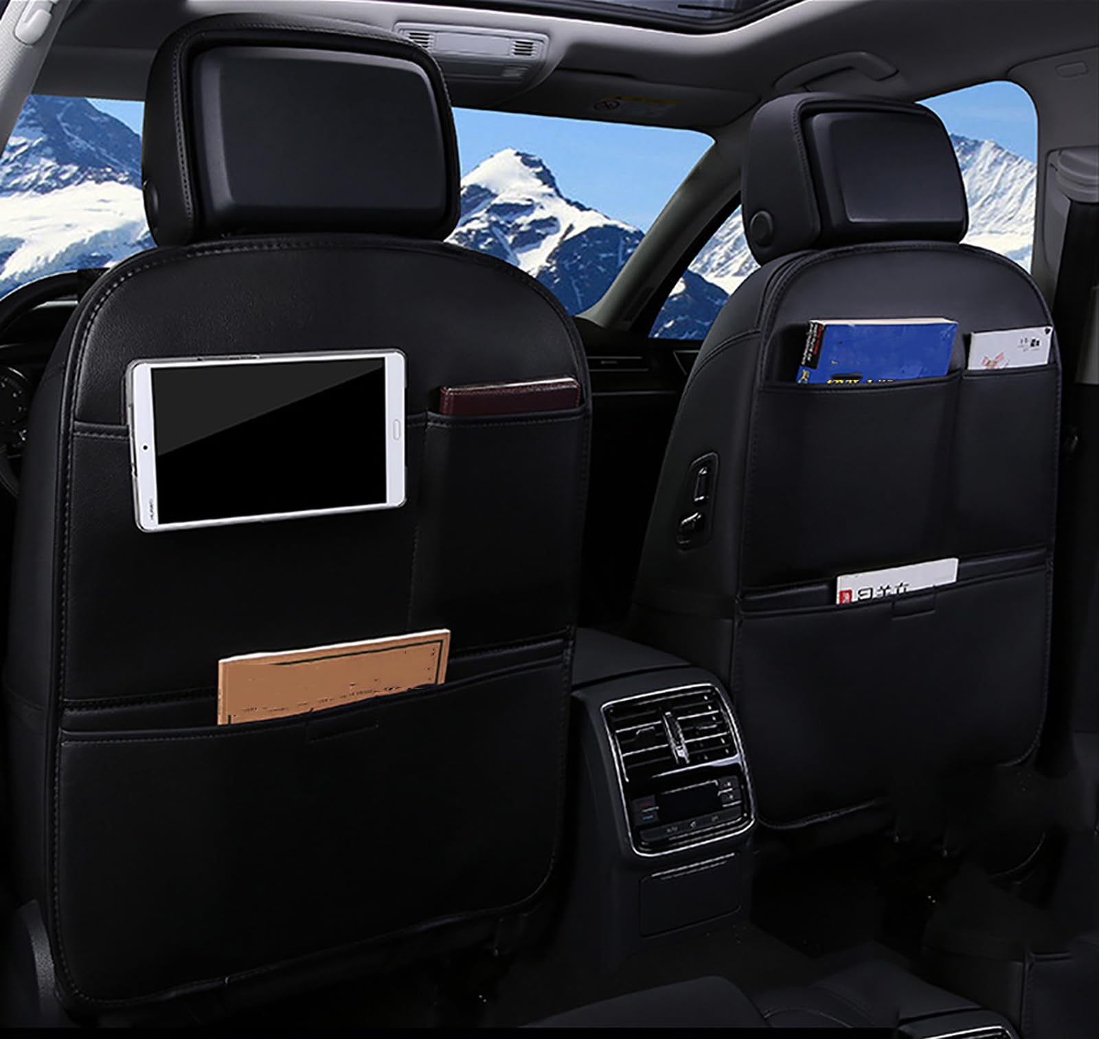 2 szt. Mata ochronna na oparcie fotela samochodowego do Opel/Vauxhall Combo Tour 2002, 2003, 2004, 2005-2016, 2017+, ochrona samochodu przed plamami, zadrapaniami, z kieszenią do przechowywania
