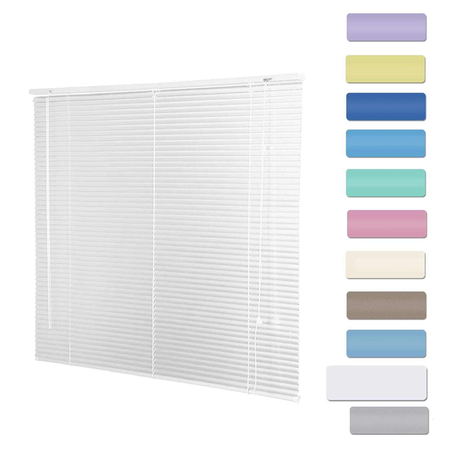 Venetian Blind Aluminum Darkening Blinds for Indoor Window 1" Slats Privacy Shade Home Improvement,Customizable Size 11 Colors(White)
