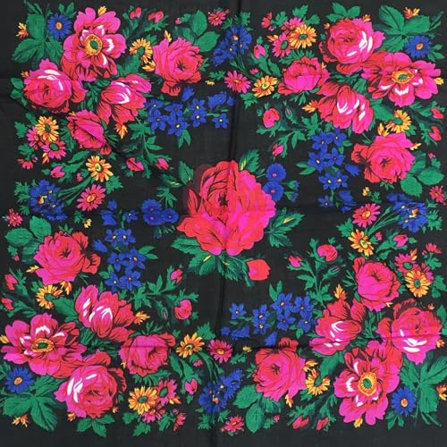 Square Scarf for Women, Large/Small Floral Bandana Head Cover, Acrylic Square Tichel, Flower Chemo Headwear2