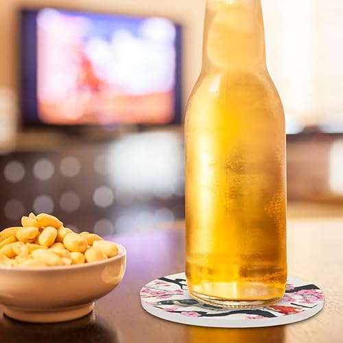 Miniatura 6 de Juego de 4 posavasos para bebidas, posavasos japoneses japoneses de corcho absorbentes de corcho para bebidas, posavasos redondos para tazas de