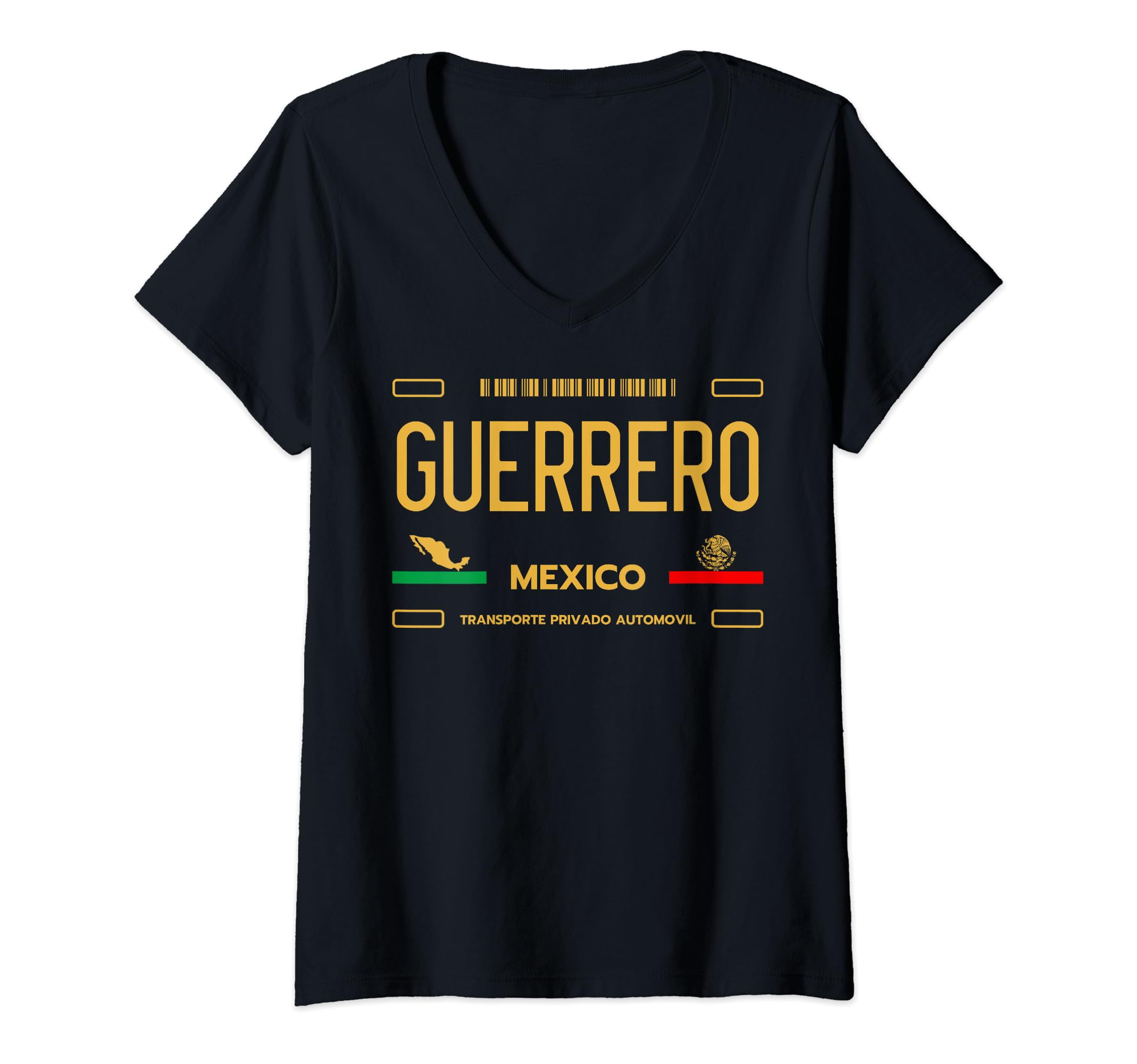 Guerrero License Plate, Guerrero Mexico V-Neck T-Shirt