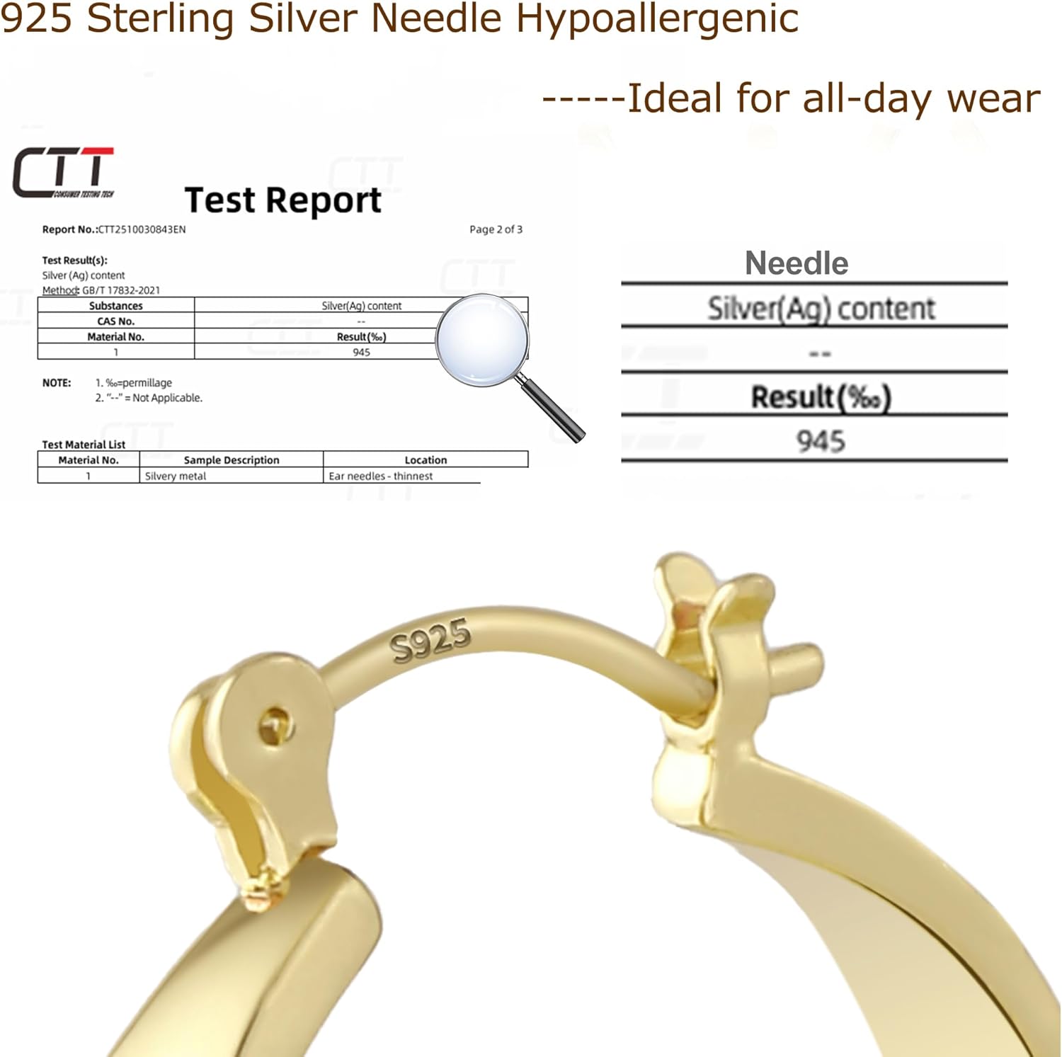 WGOUD 3Pairs 14K Gold Plated Chunky Hoop Earrings Set for Women, Trendy Hoop Earring 925 Sterling Silver Post - Hypoallergenic Thick Lightweight Twisted Hoops Dainty Gold Earrings for Women Jewelry Gifts - Image 5