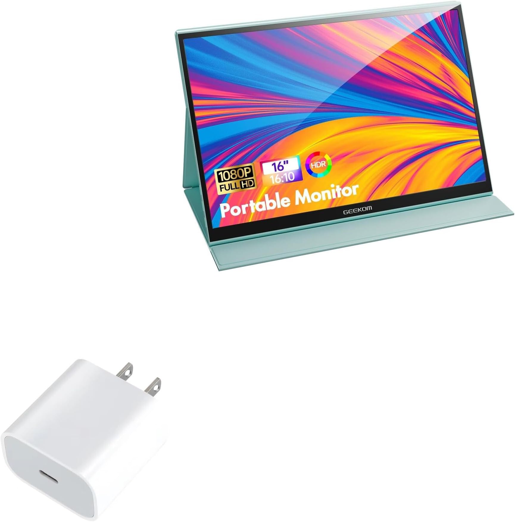 BoxWave Charger Compatible with GEEKOM Portable Monitor USB -C Laptop Extender Screen (16 in) - PD GAN miniCube (30W), 30W Tiny PD GAN Type-C Wall Charger - Winter White
