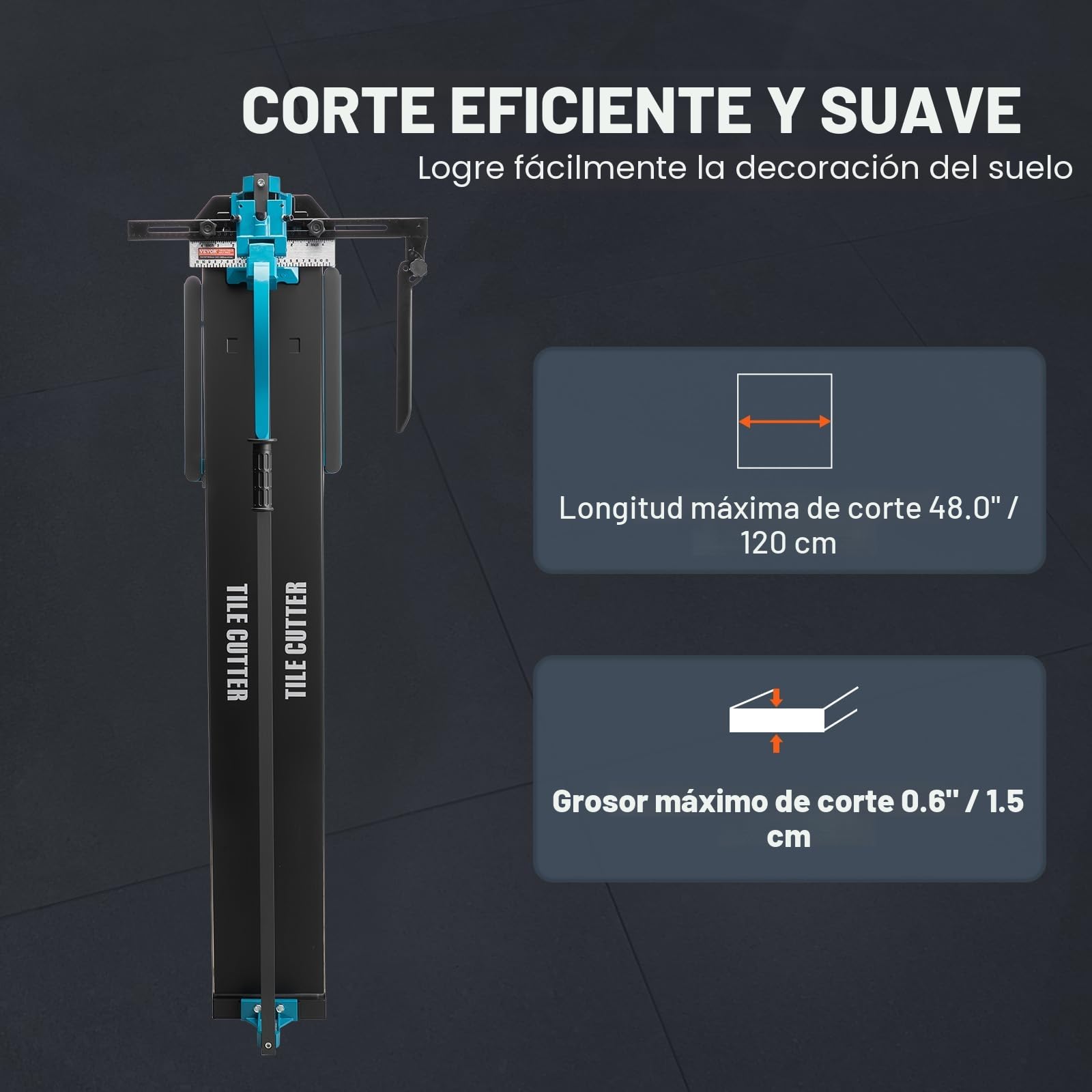 VEVOR Cortador manual de baldosas de 1200 mm corte eficiente 120 cm con posicionamiento ajustable