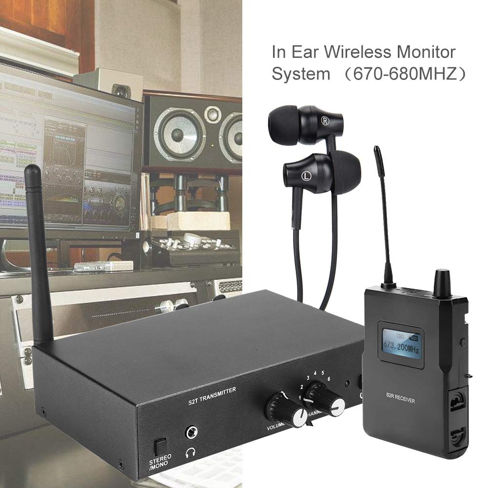 Monitor Inalámbrico In-Ear, Distancia de Transmisión 100M, UHF 670-680MHZ, para ANLEON S2 (1 transmisor y 1 receptor)