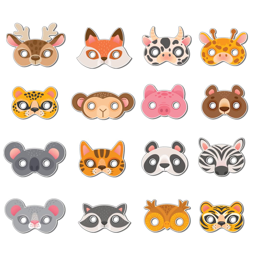 Festiko® Animal Theme Face Masks (16 Pcs), Animal Jungle Theme Party Supplies, Return Gifts for Kids, Jungle Theme Party Items,Face Masks for Kids