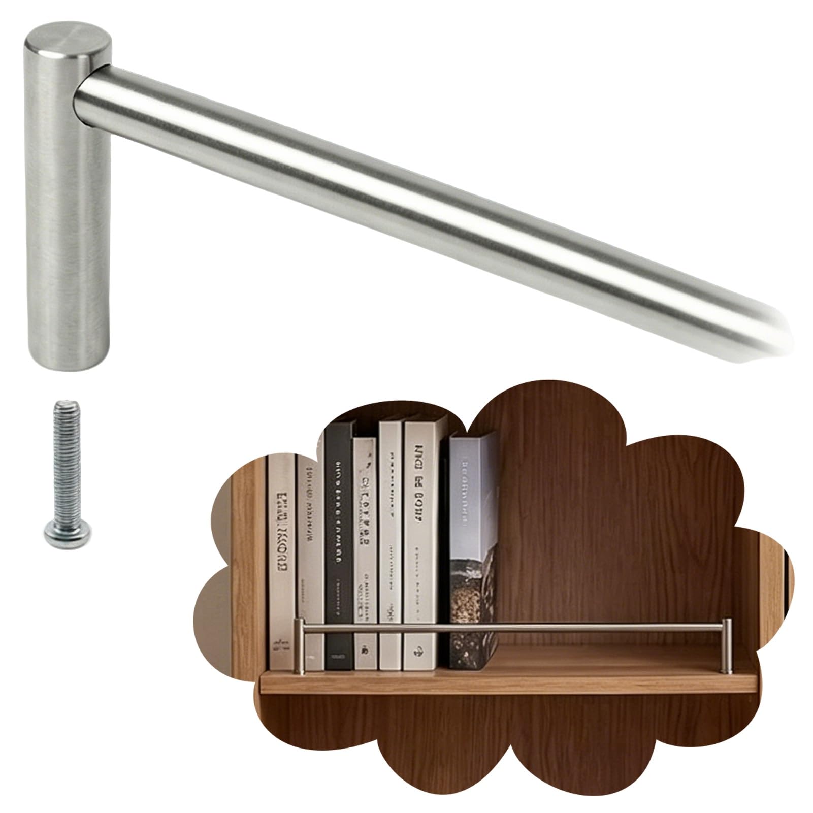 MRVAKDYDI Long Floating Shelf Railing Rod, 304 Stainless Steel Shelf Guard Rail With 2 Posts, Multiple Lengths(122cm (48in))