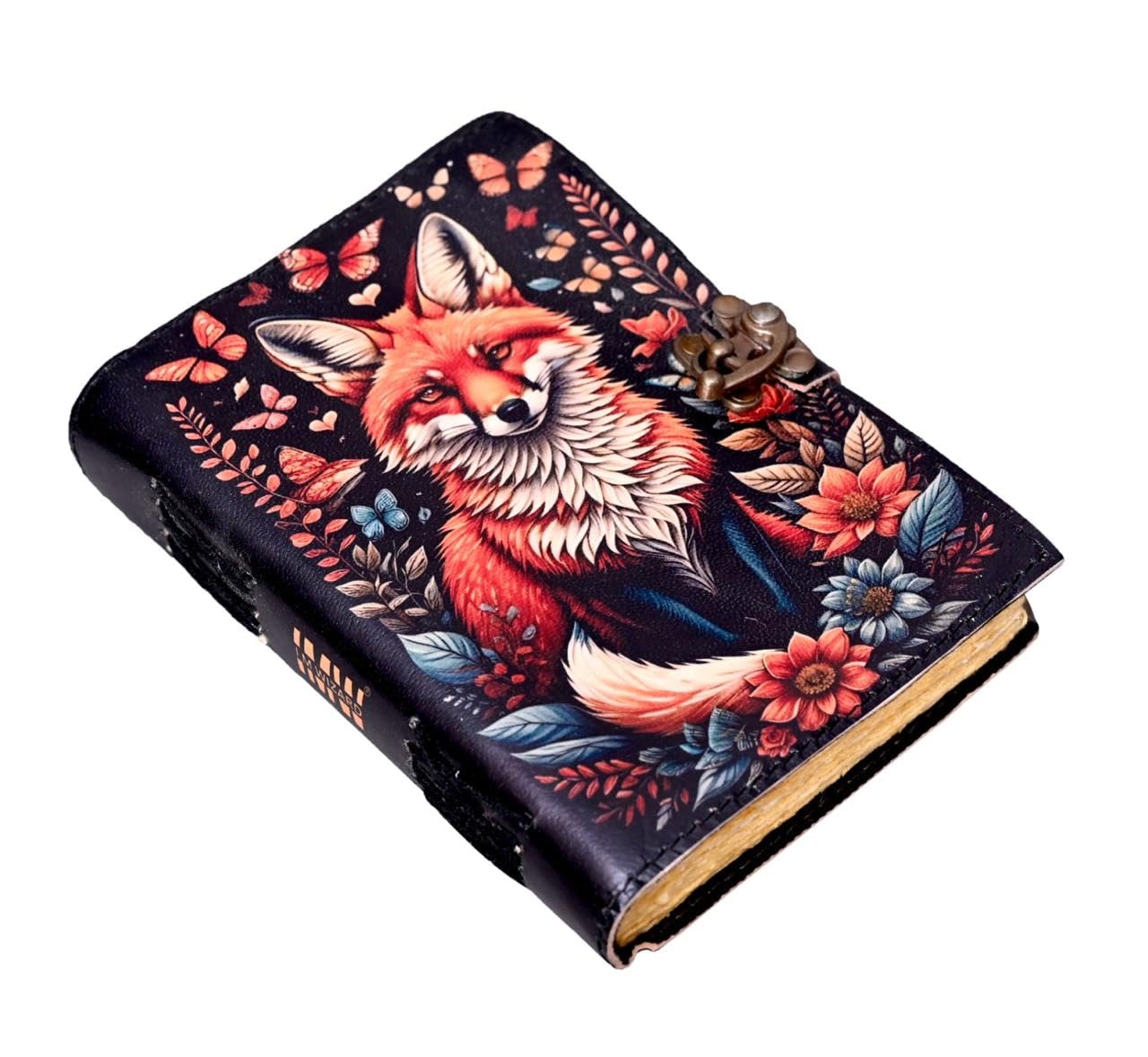 Blank Sepellbook of Shadows Journal with Vintage Clasp Lock -Printed Diary 200 Antique Deckle Paper Leather Sketchbook, Witchcraft Supplies, Best Gift