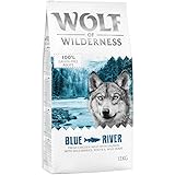 Wolf of Wilderness Adult Blue River, reich an Omega 3 Fettsäuren, enthält 61% reines Fleisch, niedriger Kohlenhydratgehalt – Lachs (2 x 12 kg)
