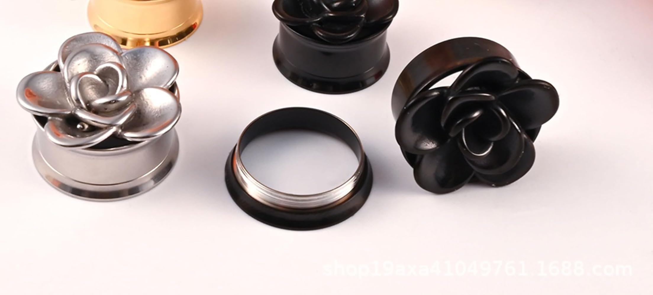 KUBOOZ Gemme Fleur Drop Oeillets Plaqué Or Acier Inoxydable Flare Vis