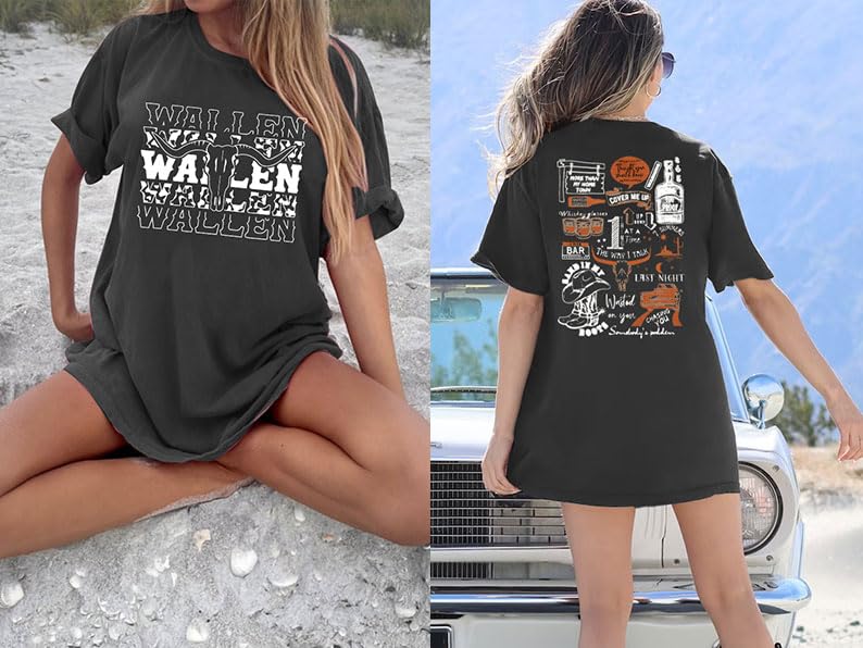 BANGELY Boho Cow Skull Women Country Music T-Shirt Vintage Western Rodeo Graphic Tee 80 90s Music Lover Short Sleeve Top3