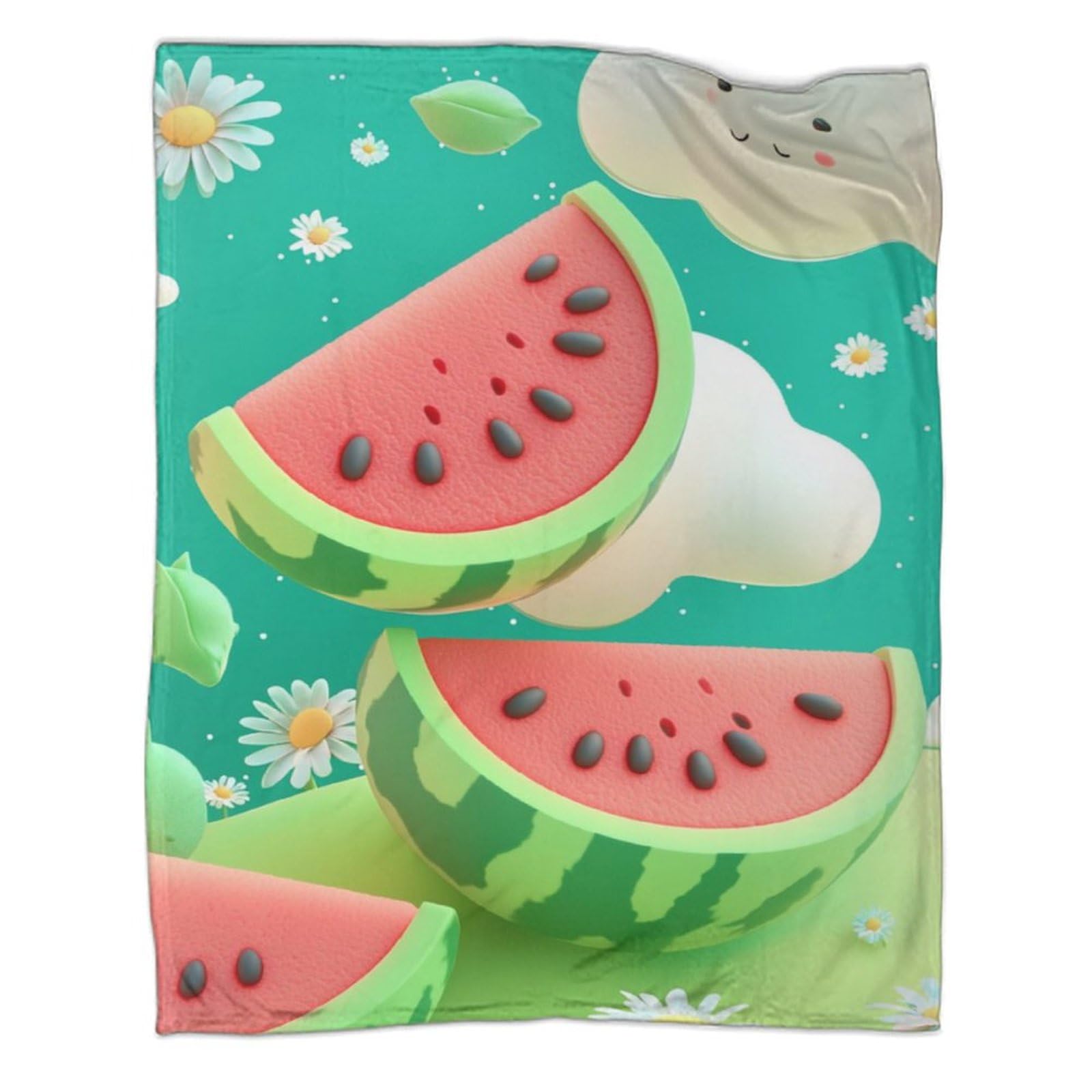 Couverture pastèque imprimée 3D en flanelle ultra douce 100x130cm