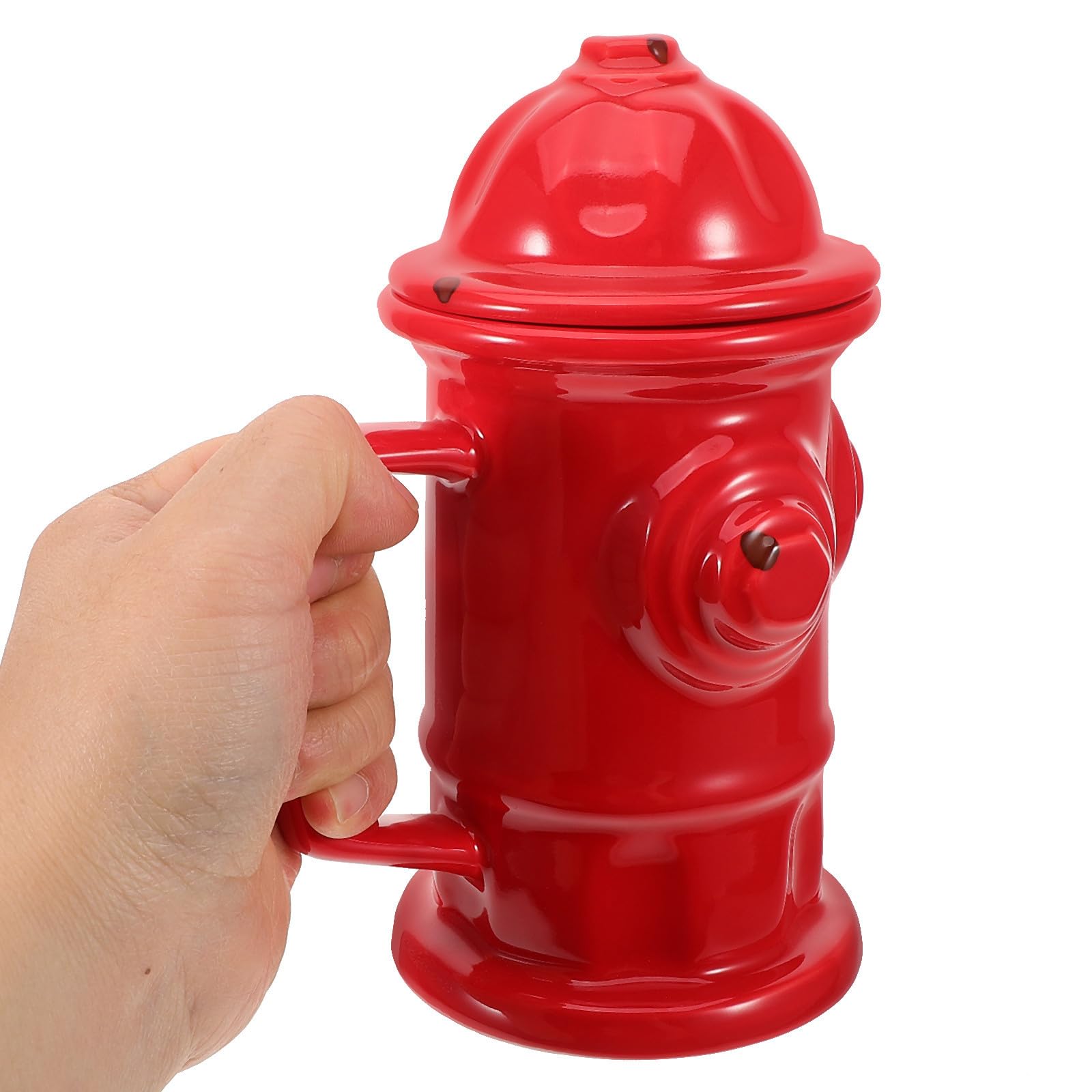 LALAFINA Feuerwehr Tasse aus Keramik 400ml mit Großem Henkel Eleganter Trinkbecher in Feuerwehrhydrant Form Vielseitig für Büro und Zuhause Geeignet