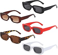 MMOWW 5er-Pack Rechteckige Damen-Sonnenbrillen, UV400-Schutz, Vintage-Fahrerbrille
