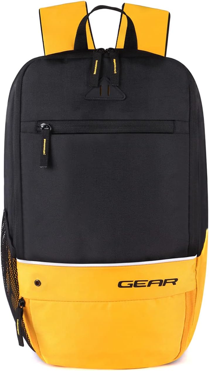 SUPERIOR XL 17L Samll Water Resistant School Bag/Casual 4 Compartment Backpack/College Bag/Sports Bag with Shoe Compartment for Men/Women (Black-Yellow)