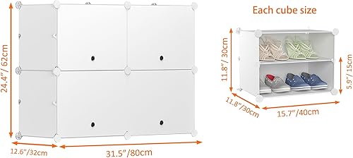 Miniatura 3 de HOMIDEC Zapatero de 4 niveles, armario de almacenamiento de zapatos de 16 pares de estantes de plástico para zapatos, organizador para armario,