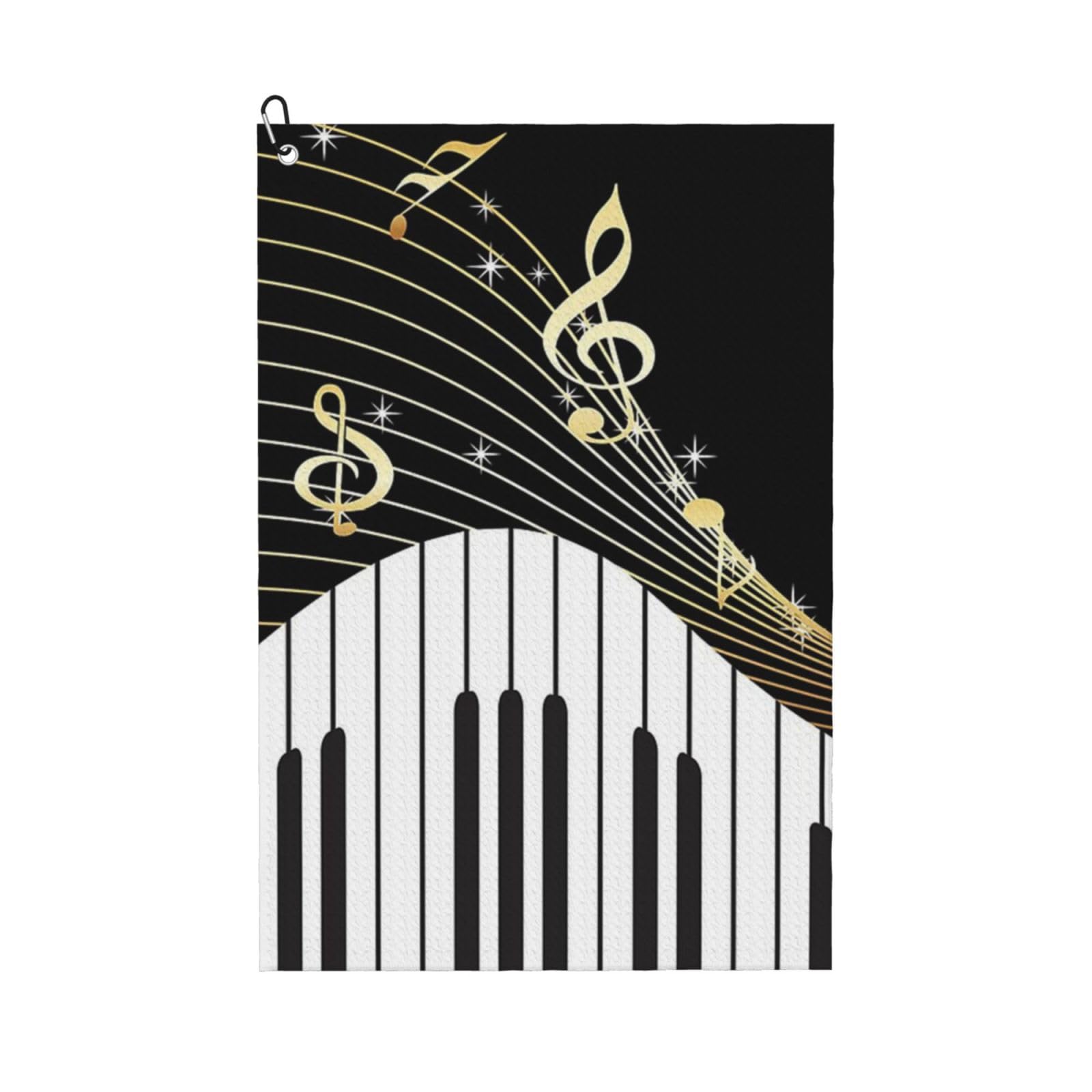 Hnnkloy Piano Keyboard Music Note, 16x24 in Portable Waffle Golf Towels with Carabiner Clip for Golf Bag