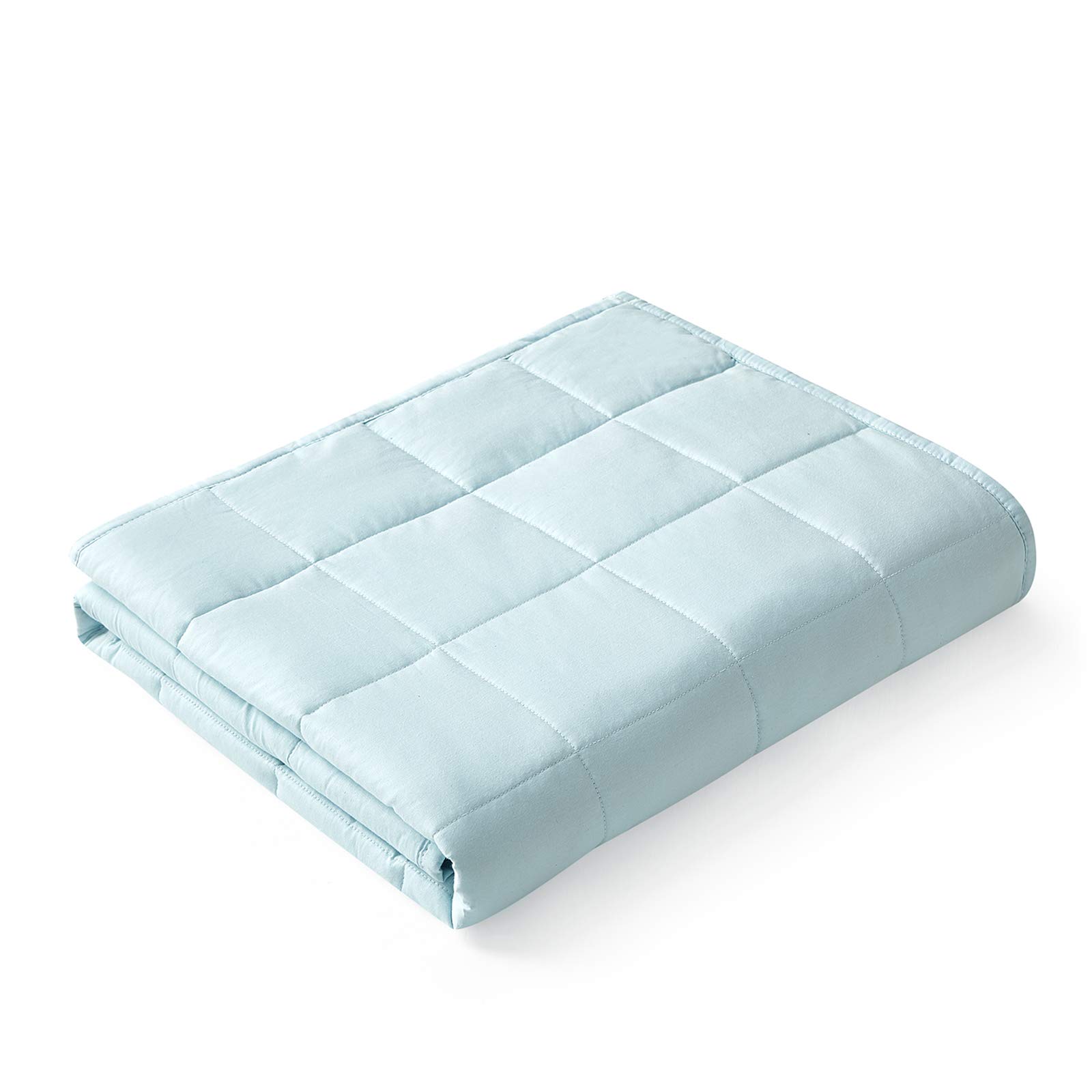 YnM Weighted Blanket,Heavy 100 Percent Oeko-Tex Certified Cotton Material(Light Blue, 80''x87'' 30lbs), Two Persons(140~240lb) Sharing Use on Queen/King Bed | A Duvet Included