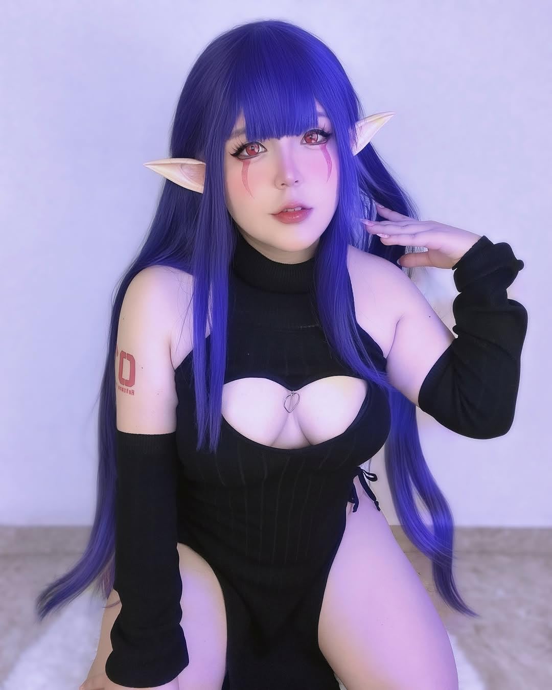 KORURACLUB Love Cheongsam costume White/Black premium sweater cosplay lingerie Love Cheongsam succubus lingerie: Black XS/M