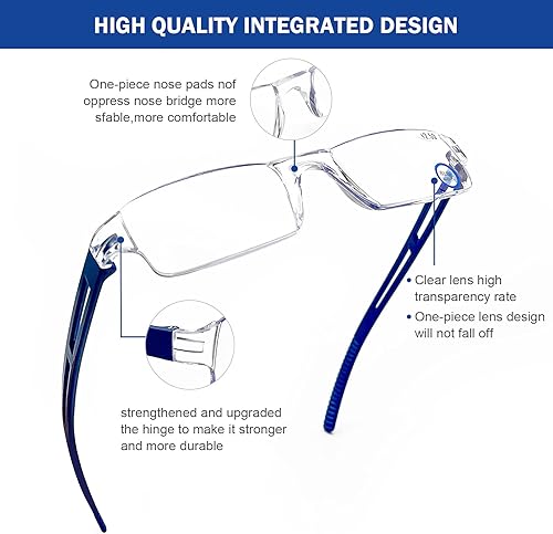 Miniatura 5 de AQWANO Gafas de lectura sin montura para computadora con bloqueo de luz azul para mujeres y hombres, paquete de 5 lectores de marco transparente