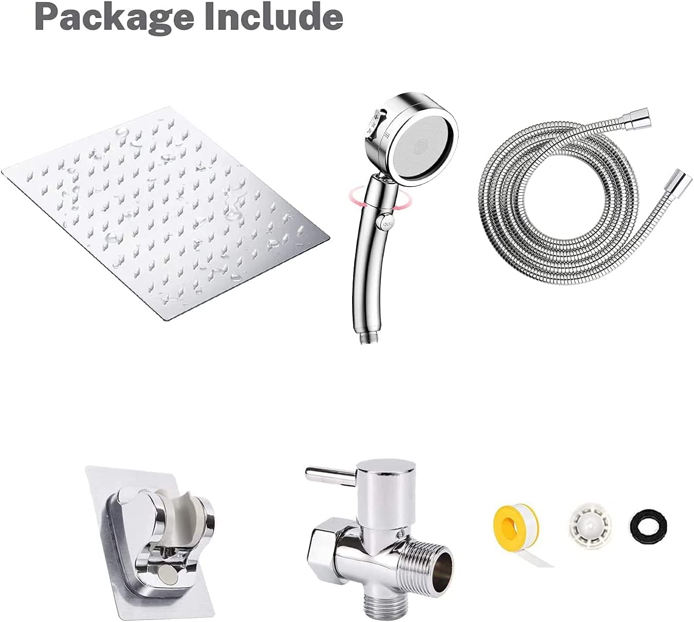 Gabrylly Sistema doccia nero, set di rubinetti doccia con bilanciamento della pressione, soffione doccia a pioggia da 25,4 cm in acciaio inox con 5 modalità di getto combinato, soffione doccia a