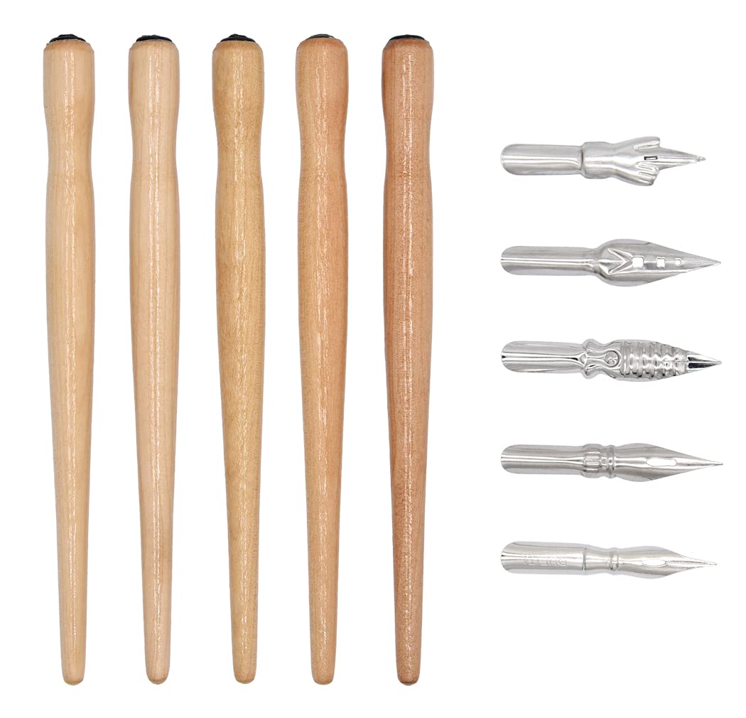 XIAOYU Cartoon Comic Dip Pen Set, 5PCS Comic Pen Holders with 5 Pieces Comic Pen Nibs Kit - Image 2