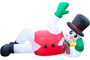 Lounging Snowman Inflatable with Lights