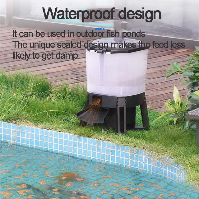 Alimentador automático de peces, temporizador programable, alimentado por energía solar, recargable, capacidad de 6 litros, impermeable, pantalla LCD para acuario y estanque