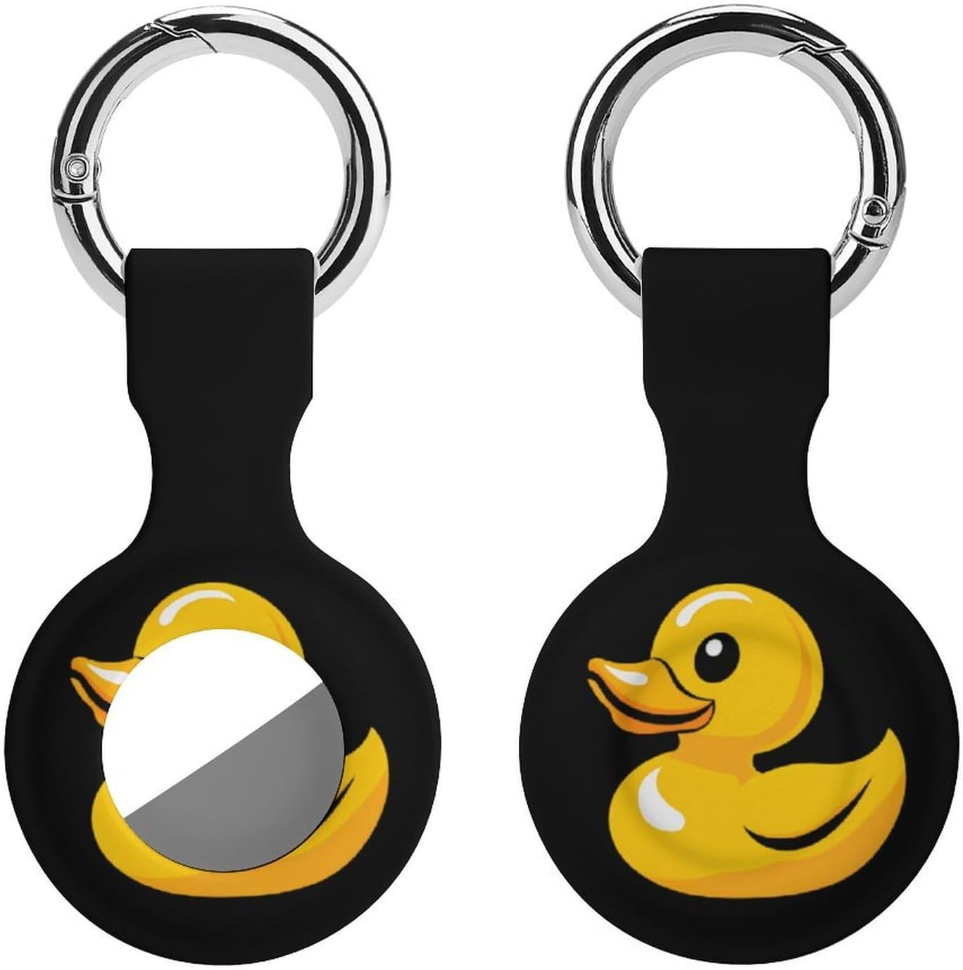 Yellow Rubber Duck Funny Cover Compatible with AirTag Case Protector GPS Tracker Holder with Keychain