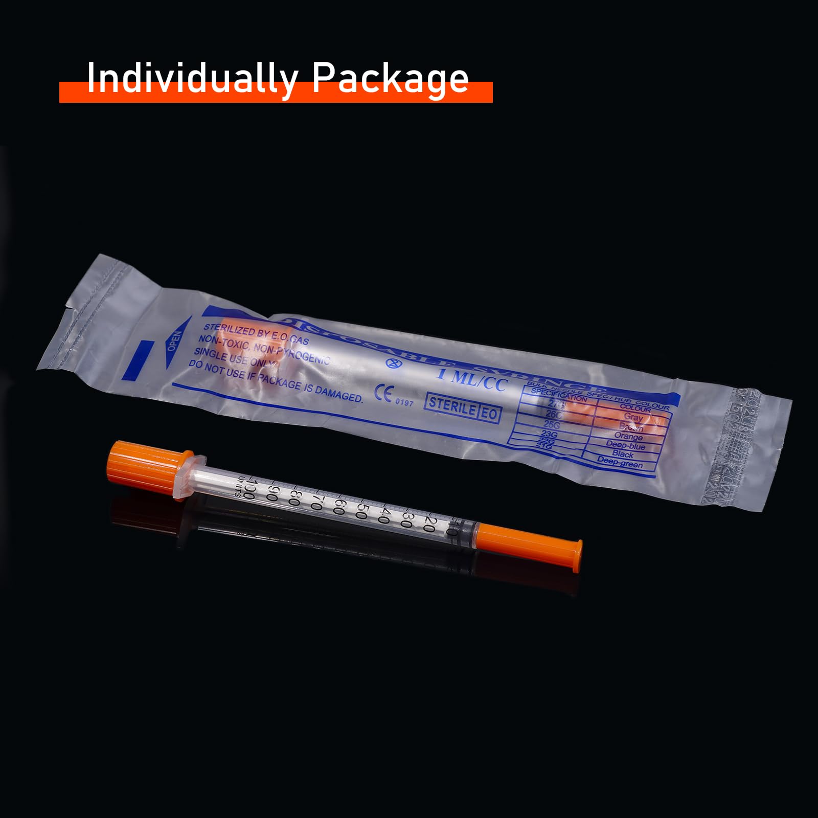 1ml 31G 1/4" 6mm Syringe, 1cc Syringes, Individually Wrapped, Pack of 100 — Amazon image 5