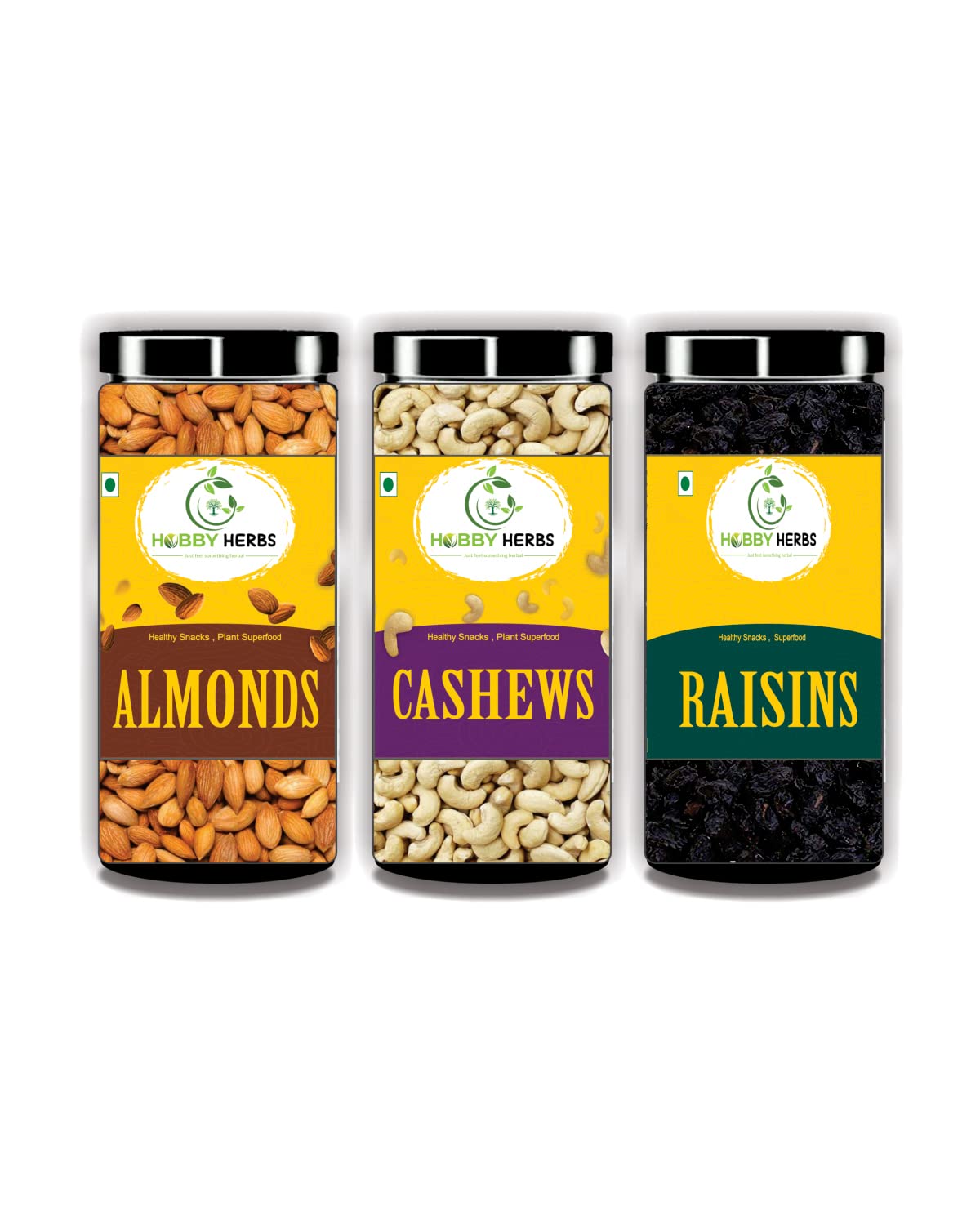 Hobby Herbs Almonds, Cashew & Black Raisins Combo 600gm (3 x 200gm) | DryFruits Combo-image-21