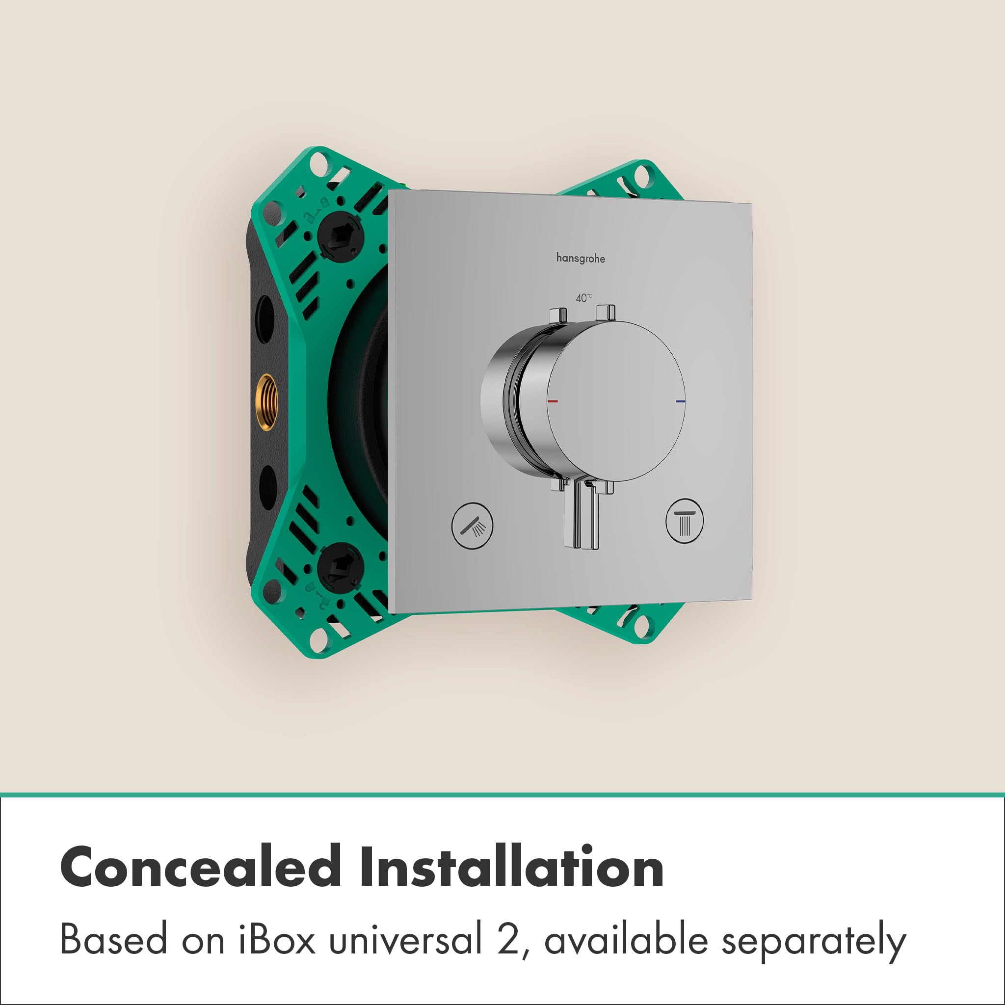 hansgrohe Ecostat Comfort E - termostat prysznicowy podtynkowy, armatura prysznicowa z blokadą bezpieczeństwa (SafetyStop) w temperaturze 40°C, termostat do prysznica, bateria mieszająca dla 2