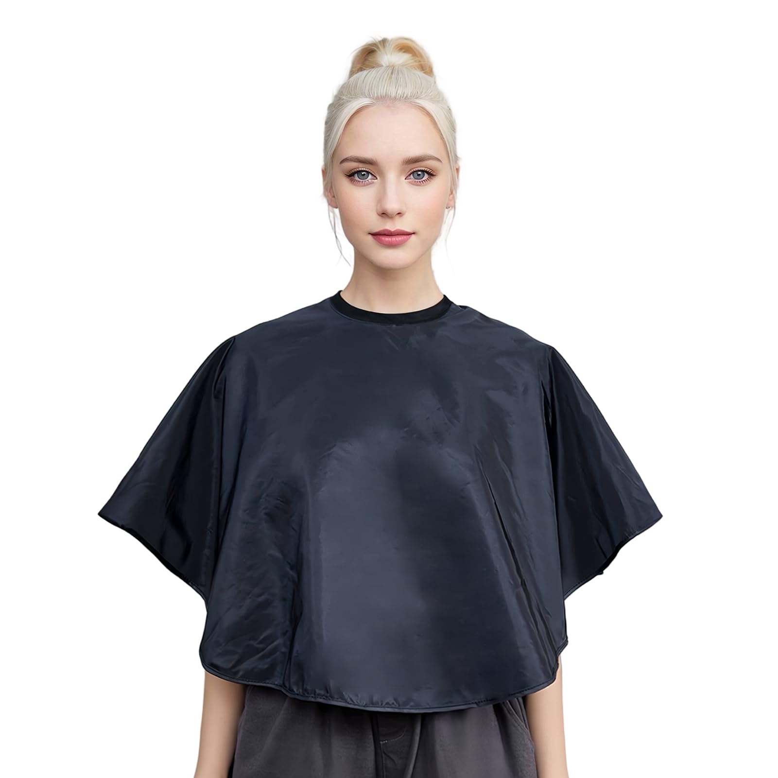 Capa Peluqueria, Capa de Maquillaje Impermeable Reutilizable, Blusa Corta Profesional para Salones de Belleza, Delantal de Barba con Peine, Capa de Champú para Maquillador Esteticista (Negro)