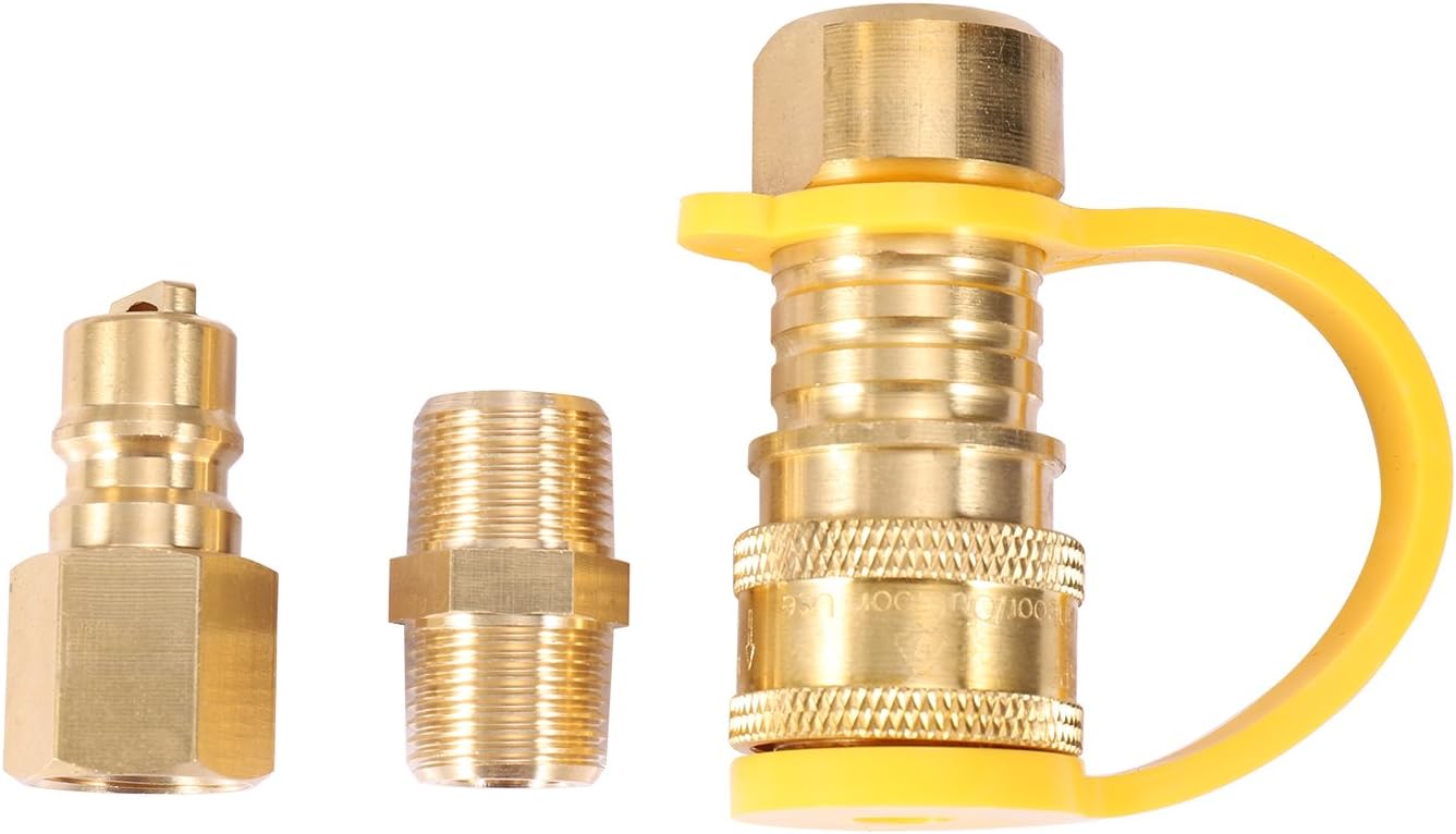 Kbrotech Propane/Natural Gas Quick Connect Fitting Adapter 3/8 inch Male Pipe
