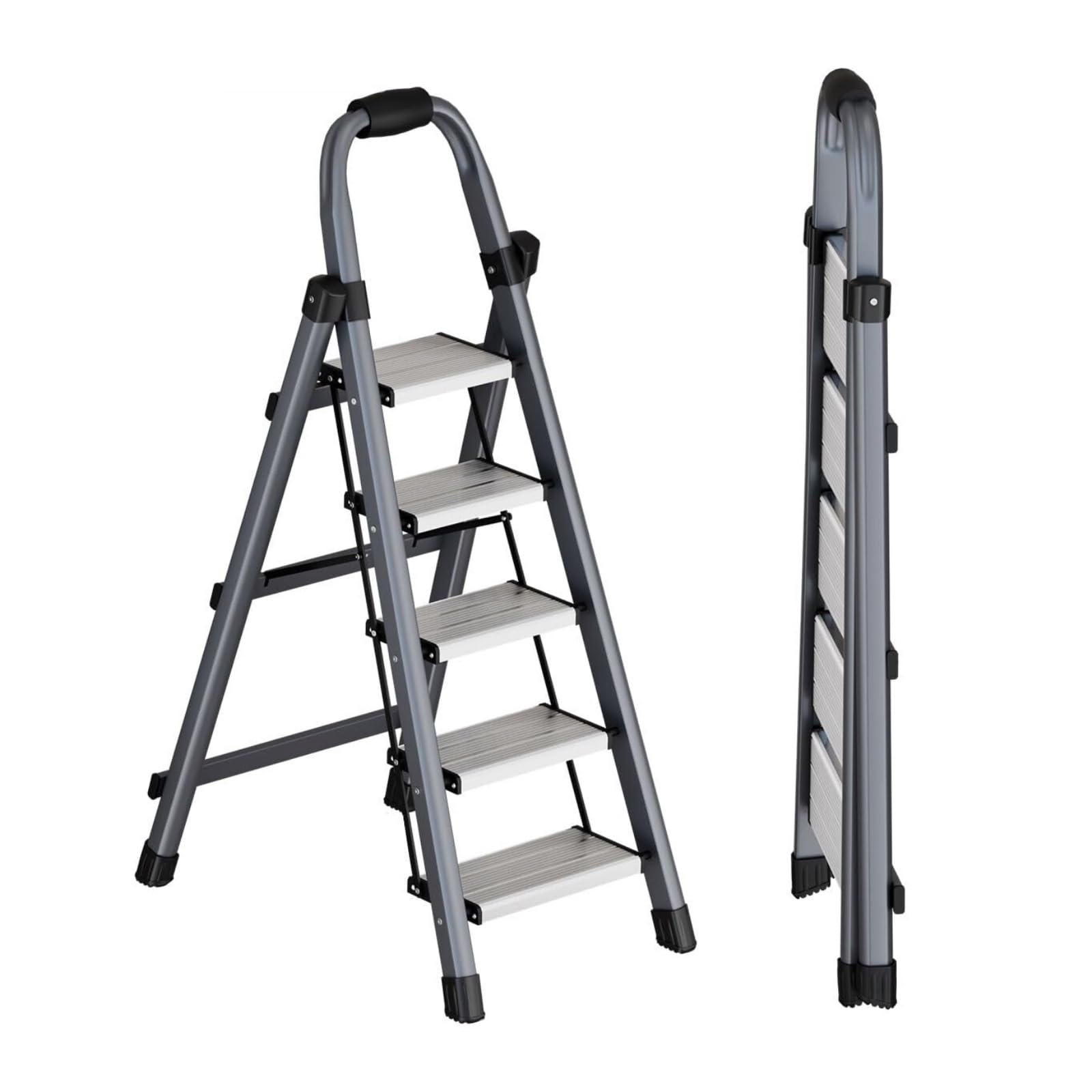 Attic Staircase Folding Ladder Step Stool with Wide Anti-Slip Pedal Lightweight Step Ladders Load 330 pounds, for Home, Kitchen