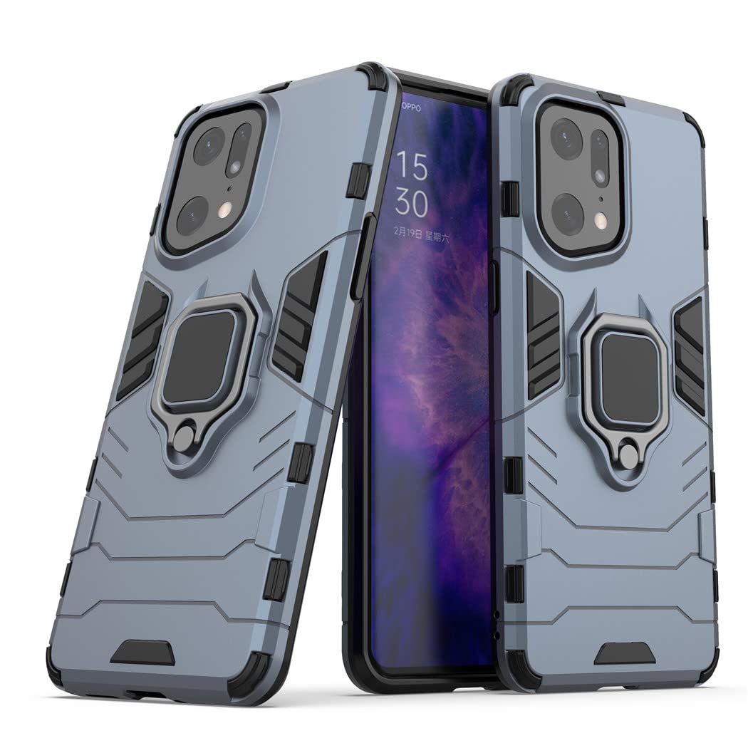 Cover Per Oppo Find X5 PRO Con Anello Girevole 360° - Custodia Magnetica Con Supporto Auto, TPU E PC Antiurto, Rosso