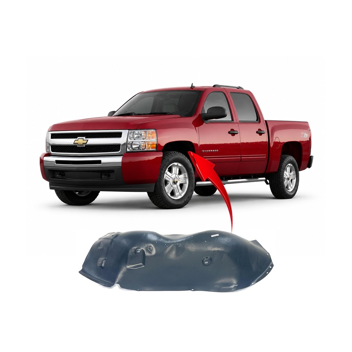 FitParts For Chevrolet Silverado 1500 2007–2013 Front Left Fender Liner