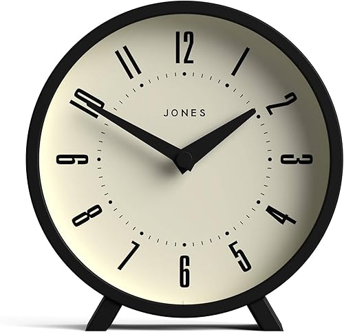 Miniatura 10 de JONES CLOCKS® Reloj de escritorio Venus | Diseño redondo moderno | Gris | Elegante aspecto retro para estante, mesa, repisa de chimenea o mesita de
