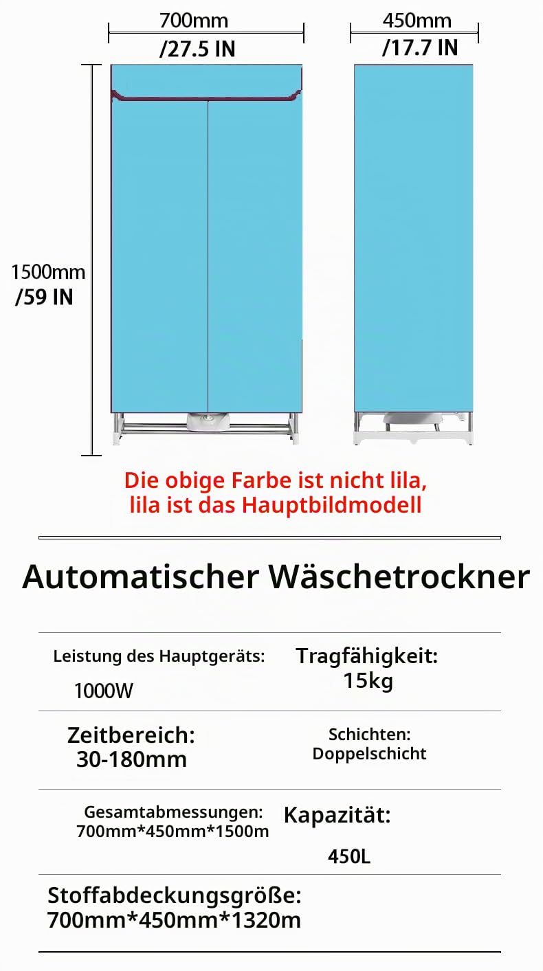 Elektrischer wäscheständer, Kleiner wäschetrockner mit Trocknerbeutel, 220V/1000W(EU plug)