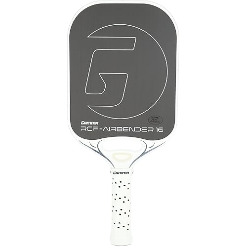 GAMMA RCF Airbender Pickleball Paddle, Raw Carbon Fiber, Customizable Handle Weight System & Aerodynamic Open Throat w/Shock Absorbing Gel Insert, 22mm,16mm, 13mm, & 10mm