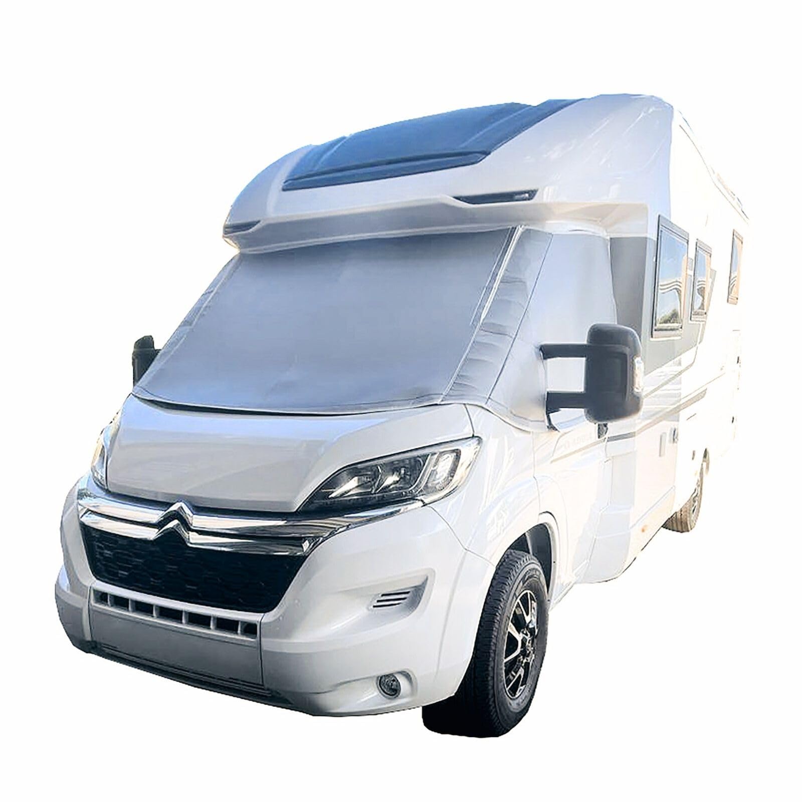 Marvix Cubierta térmica para parabrisas externo para Fiat Ducato Boxer Relay X250/290 de 2006-2026, autocaravana, autocaravana, aislamiento de 8 mm, color plateado