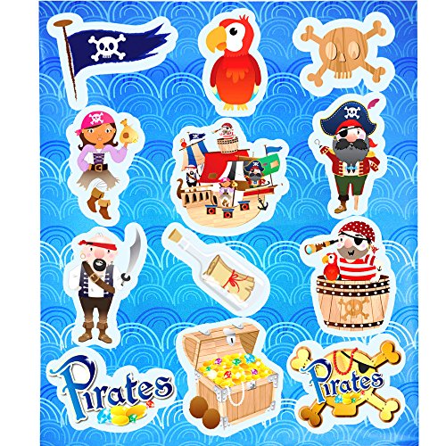 German Trendseller ® - 72 x Piraten Kinder Sticker - Set Mix ┃ Kindergeburtstag ┃ Mitgebsel ┃ Piraten Party ┃ 6 Bögen – Bild 4