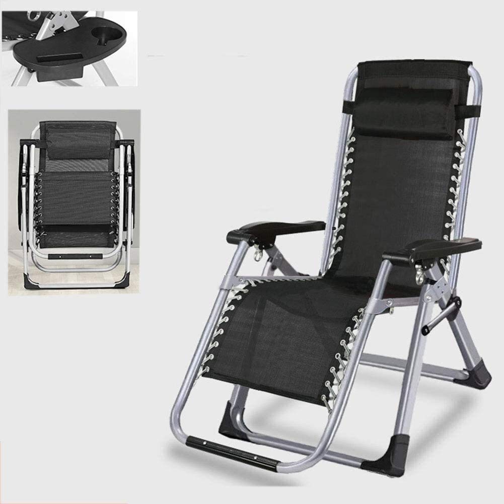 Chaise longue pliante respirante noire pour éviter la chaleur sur la terrasse