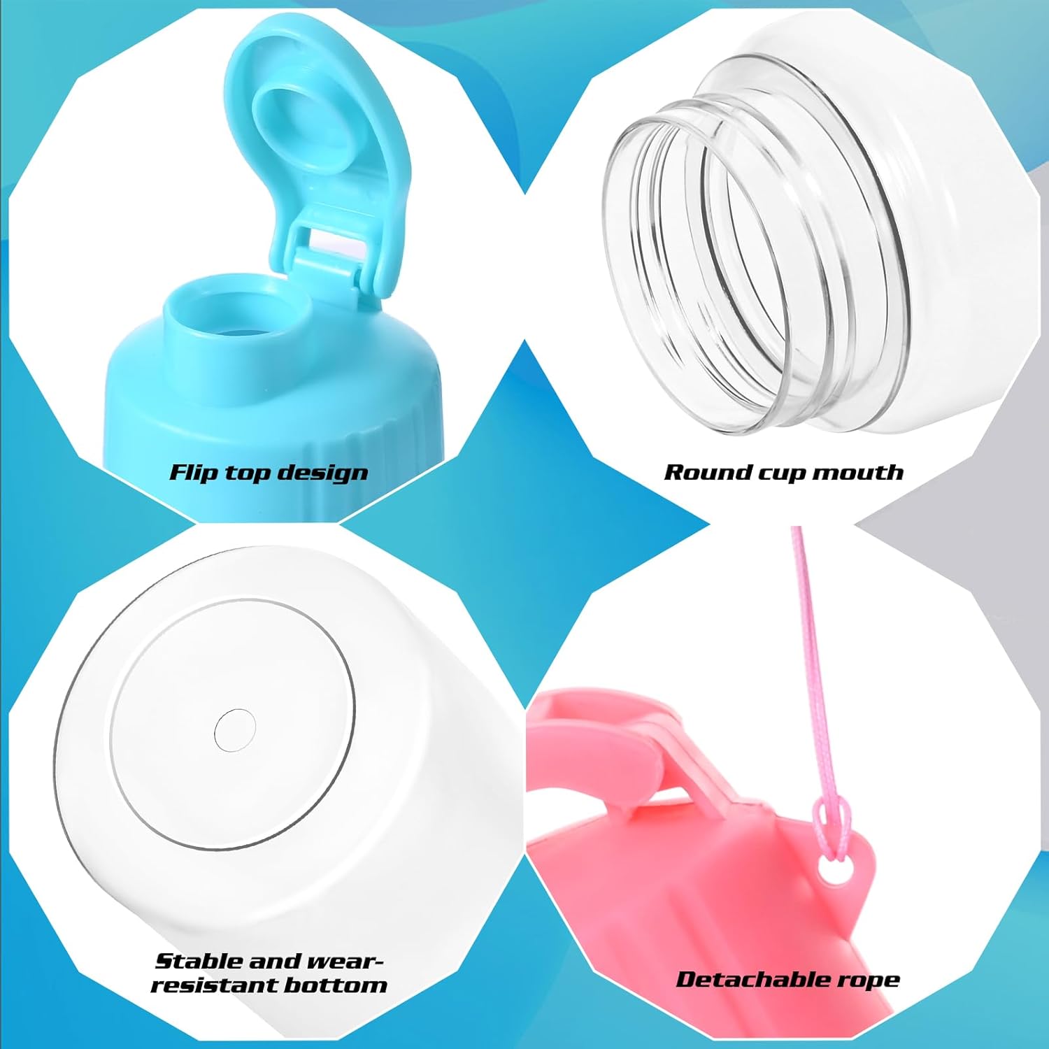 Olgaa 12 Pack Water Bottles Bulk 17 oz End of the Year Gifts for Students Kids from Teacher Reusable Leak Portable Plastic Sports Summer Drink Water Bottles with Handle Strap for Cycling Camping - Image 3