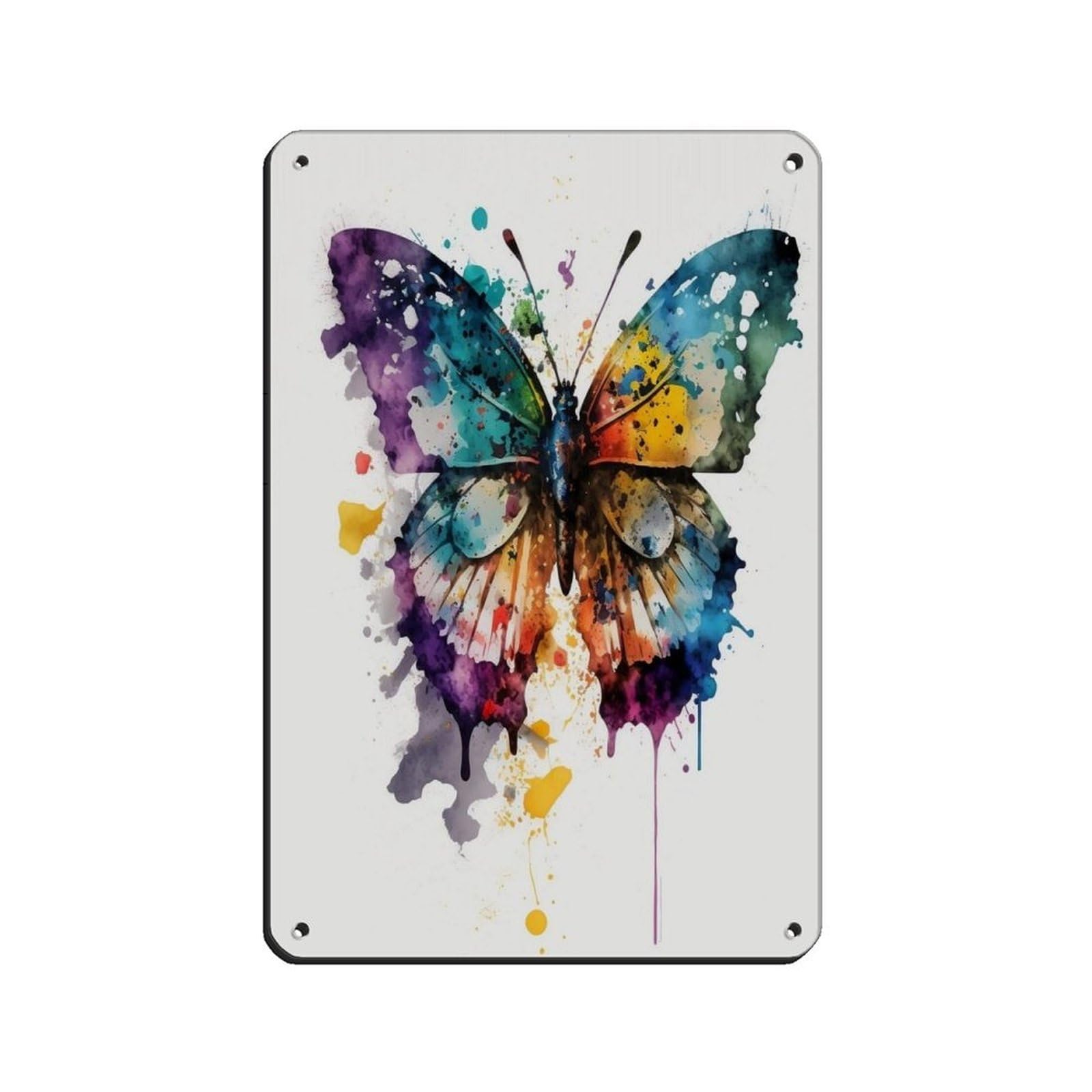 Watercolor Butterfly, Butterfly Art Poster Retro Poster Metal Tin Sign Chic Art Retro Iron Painting Bar People Cave Cafe Family Garage Poster Wall Decoration 8x12inch(20x30cm)